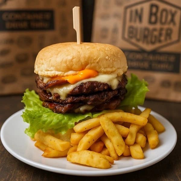 Hambúrguer da Casa Carne + Fritas.